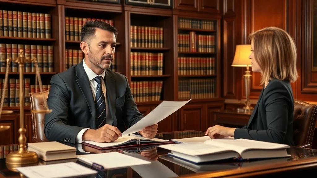 Avvocato che analizza rischi legali con il cliente